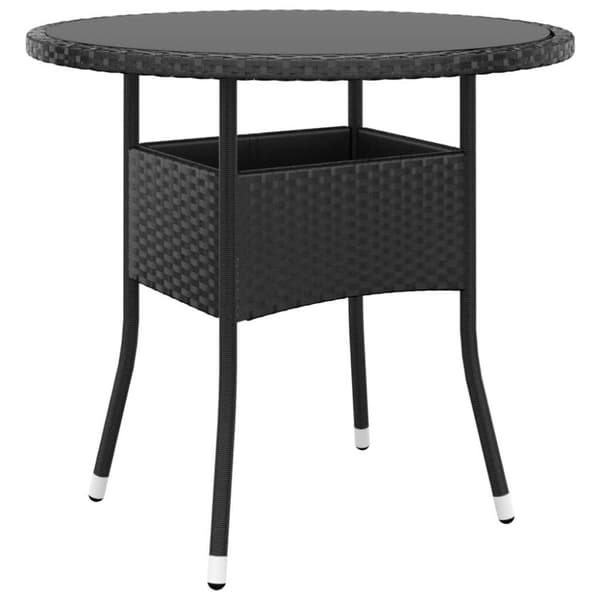 vidaXL Hagebistrosett 3 deler polyrotting og herdet glass svart