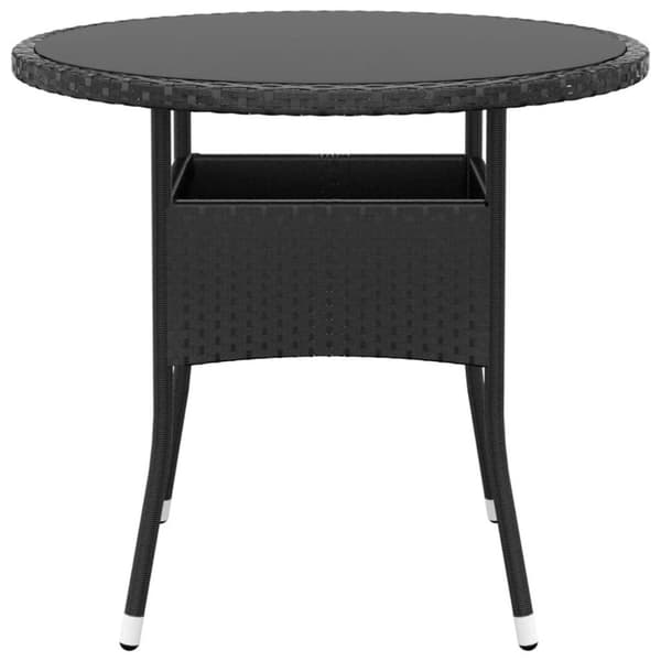 vidaXL Hagebistrosett 3 deler polyrotting og herdet glass svart