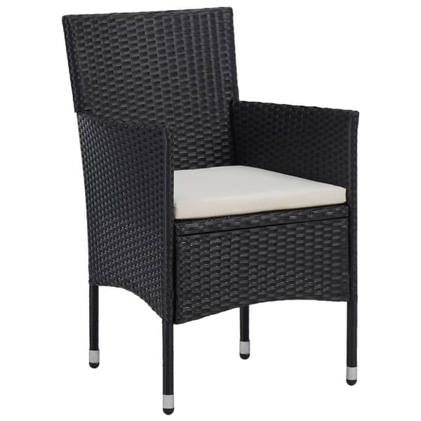 vidaXL Hagebistrosett 3 deler polyrotting og herdet glass svart