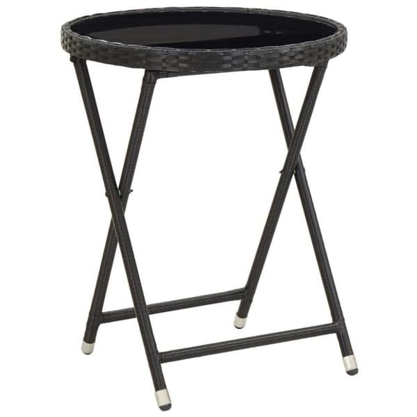 vidaXL Hagebistrosett 3 deler polyrotting og herdet glass svart