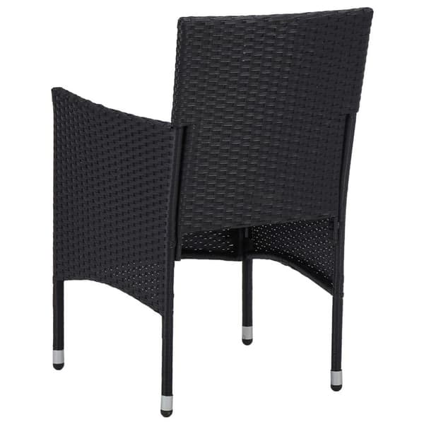 vidaXL Hagespisegruppe 3 deler polyrotting og herdet glass svart