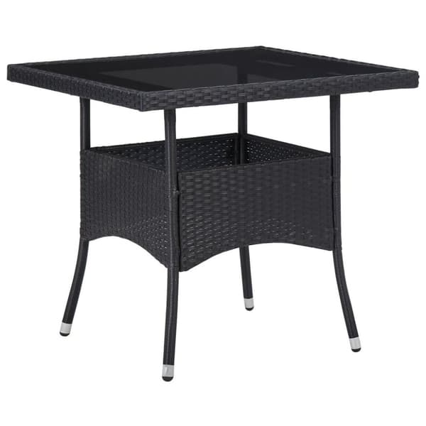 vidaXL Hagespisegruppe 3 deler polyrotting og herdet glass svart