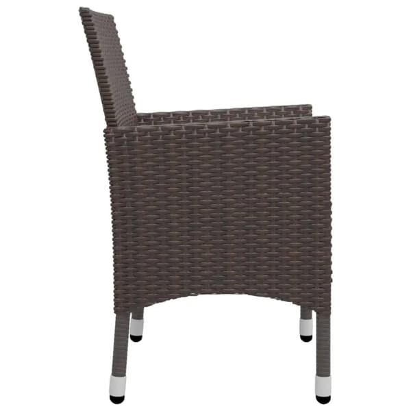 vidaXL Hagespisegruppe 3 deler polyrotting og herdet glass brun