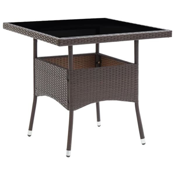 vidaXL Hagespisegruppe 3 deler polyrotting og herdet glass brun