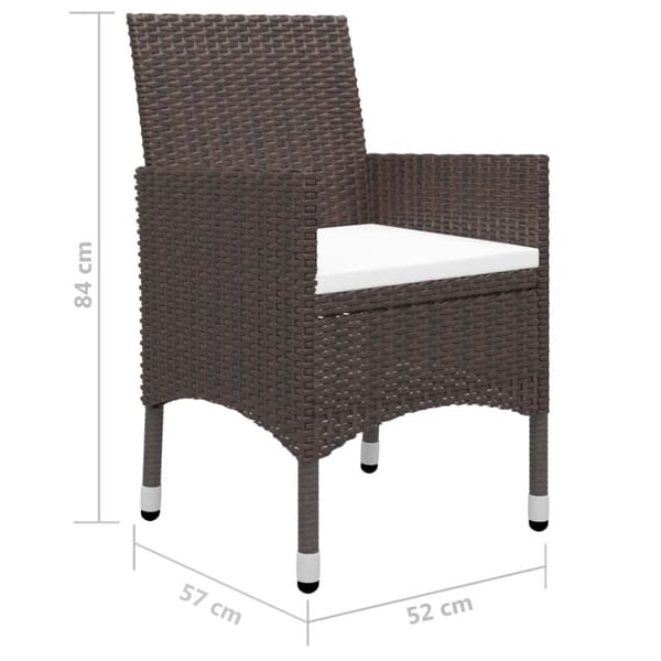vidaXL Hagespisegruppe 3 deler polyrotting og herdet glass brun