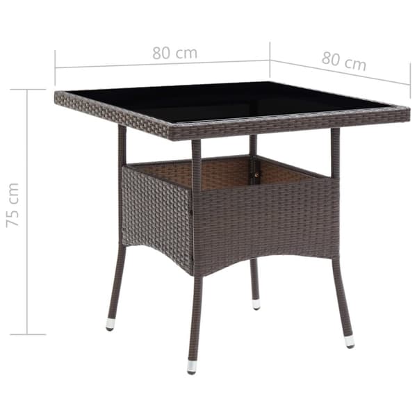 vidaXL Hagespisegruppe 3 deler polyrotting og herdet glass brun