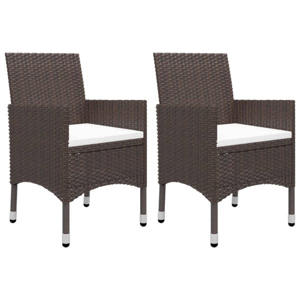 vidaXL Hagespisegruppe 3 deler polyrotting og herdet glass brun