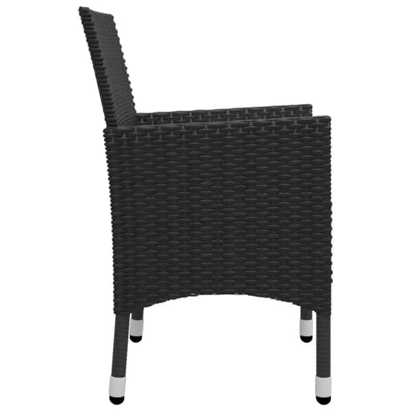 vidaXL Hagebistrosett 3 deler polyrotting og herdet glass svart