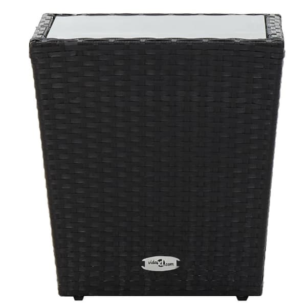 vidaXL Hagebistrosett 3 deler polyrotting og herdet glass svart
