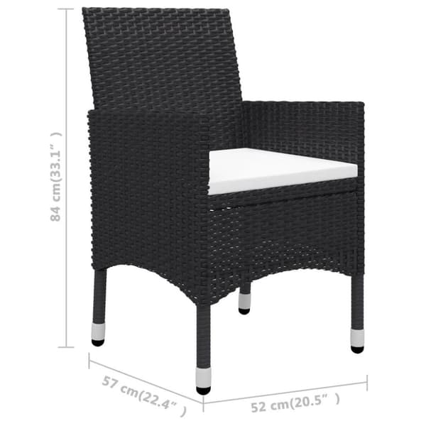 vidaXL Hagebistrosett 3 deler polyrotting og heltre svart