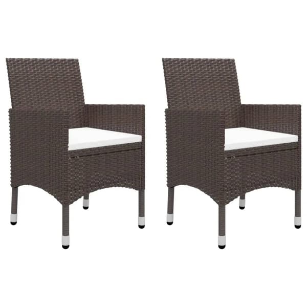 vidaXL Hagebistrosett 3 deler polyrotting og herdet glass brun