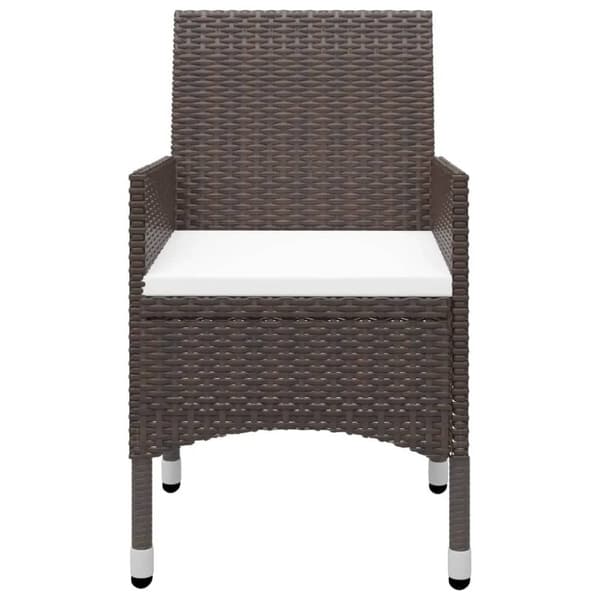 vidaXL Hagebistrosett 3 deler polyrotting og herdet glass brun