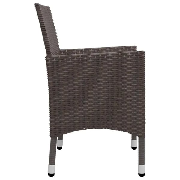 vidaXL Hagebistrosett 3 deler polyrotting og herdet glass brun