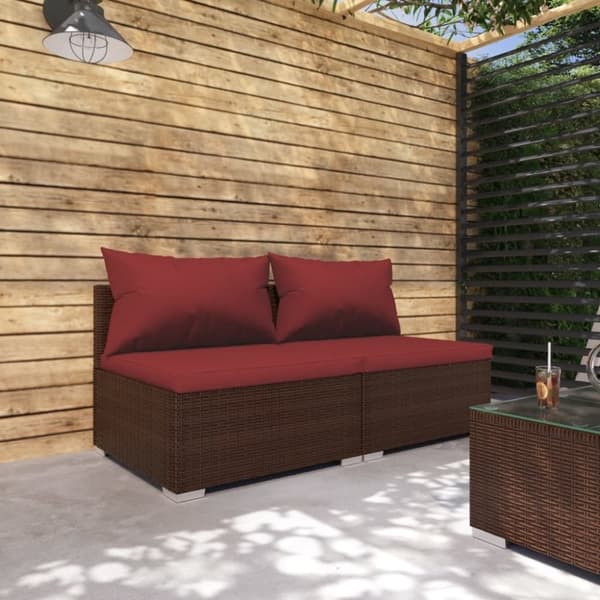 vidaXL loungesæt til haven 2 dele med hynder polyrattan brun