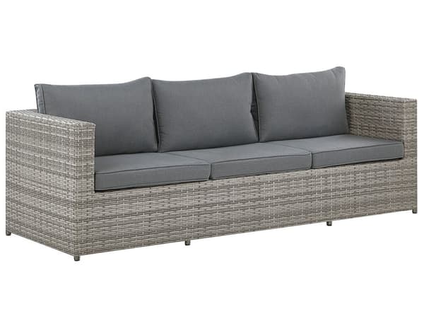 Hagesett med brune, hvite puter PE-rotting for 2 personer 3-delt utesett med sidebord