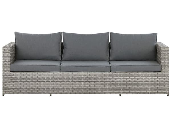 Hagesett med brune, hvite puter PE-rotting for 2 personer 3-delt utesett med sidebord