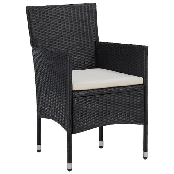 vidaXL spisebordssæt til haven 3 dele polyrattan sort