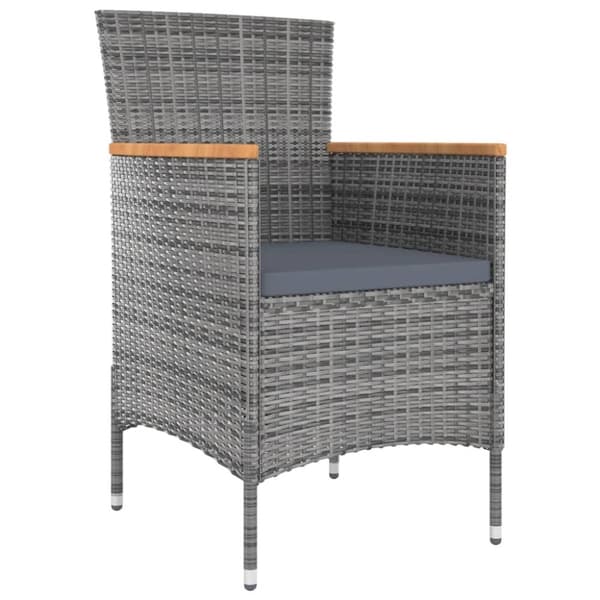 vidaXL udendørs spisebordssæt 5 dele med hynder polyrattan grå