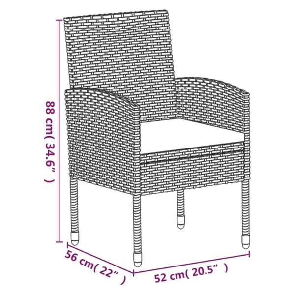 vidaXL spisebordssæt til haven 5 dele med hynder polyrattan sort