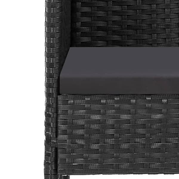 vidaXL 5-osainen Ulkoruokailuryhmä tyynyillä musta polyrottinki