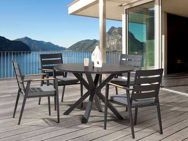 Trädgårdsbord Svart Aluminium Runt 120 cm Utomhus Modern