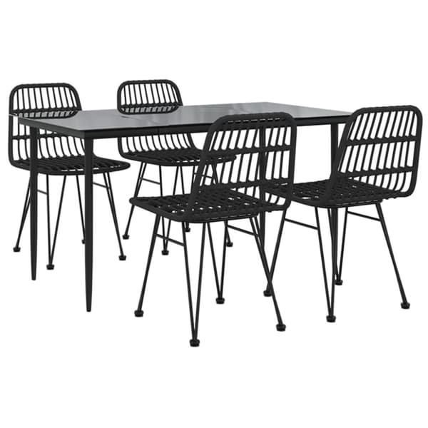 vidaXL Hagespisegruppe 5 deler svart polyrotting