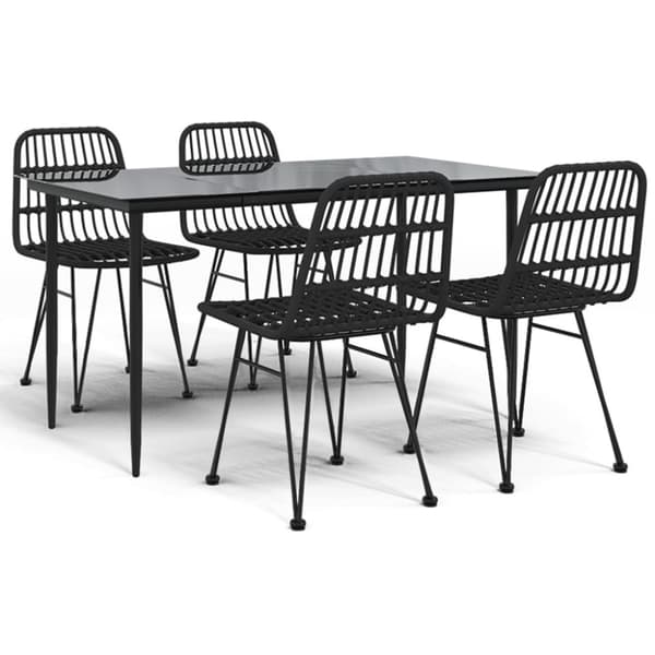 vidaXL Hagespisegruppe 5 deler svart polyrotting