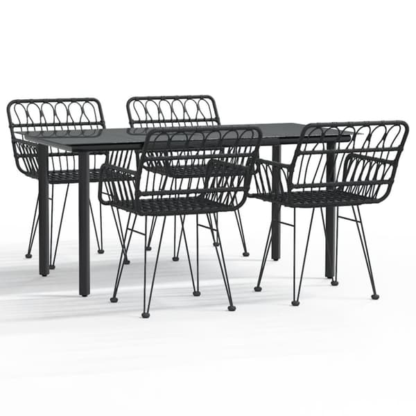 vidaXL Hagespisegruppe 5 deler svart polyrotting