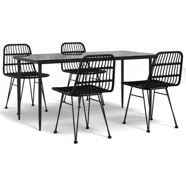 vidaXL Hagespisegruppe 5 deler svart polyrotting