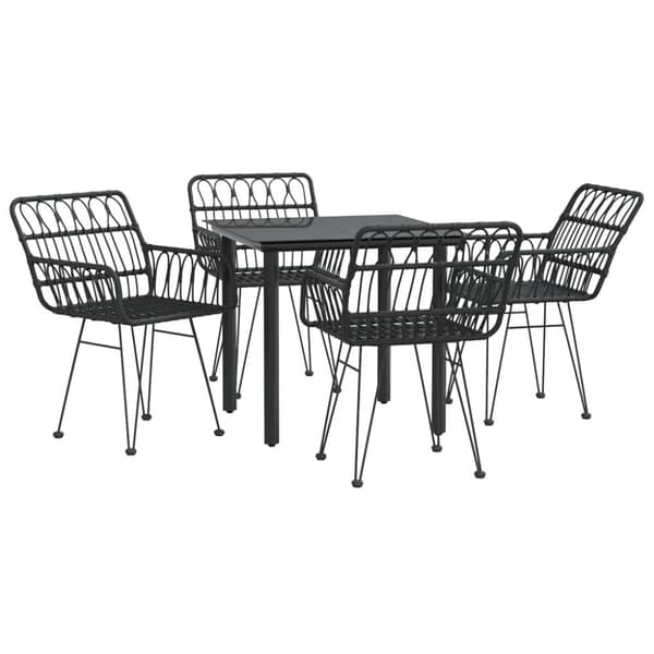 vidaXL Hagespisegruppe 5 deler svart polyrotting