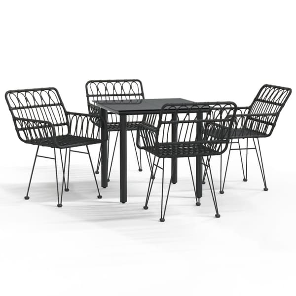 vidaXL Hagespisegruppe 5 deler svart polyrotting