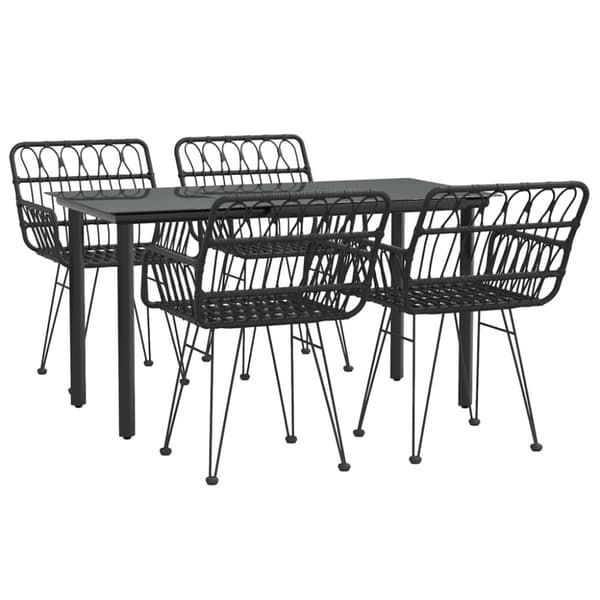 vidaXL Hagespisegruppe 5 deler svart polyrotting