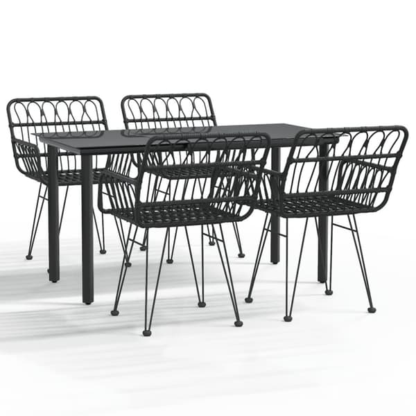 vidaXL Hagespisegruppe 5 deler svart polyrotting