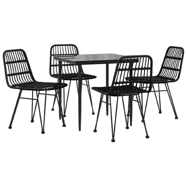 vidaXL Hagespisegruppe 5 deler svart polyrotting