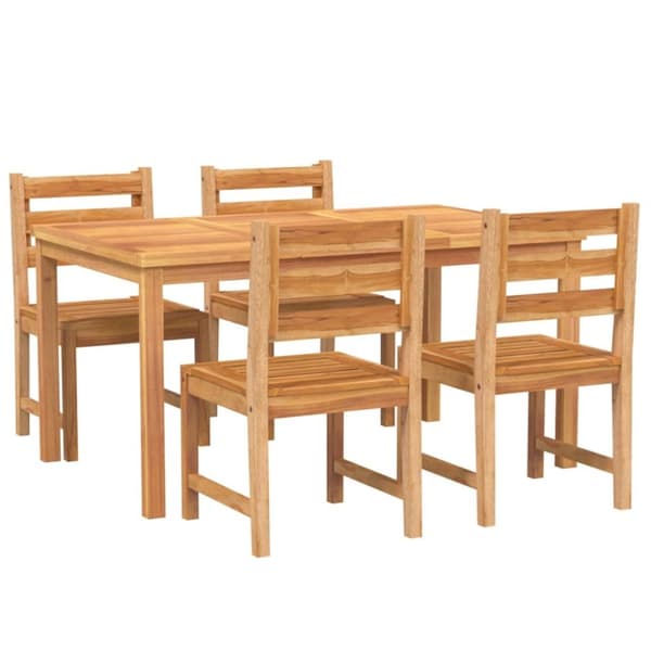 vidaXL Hagespisegruppe 5 deler heltre teak