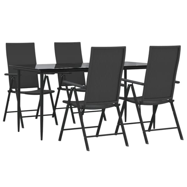 vidaXL Hagespisegruppe 5 deler svart polyrotting