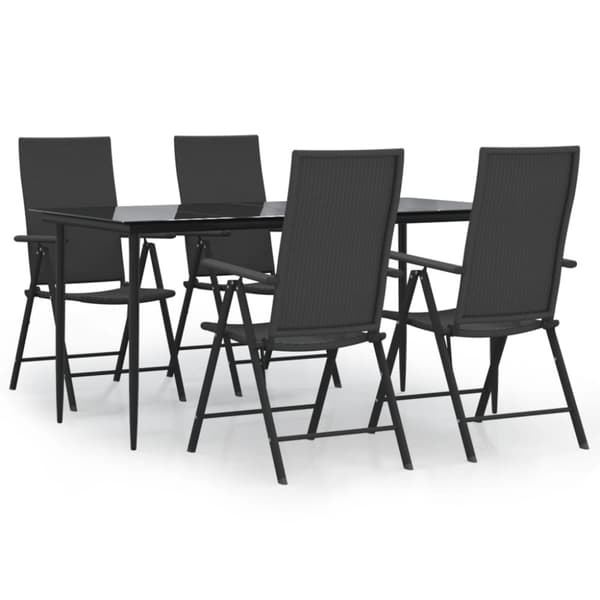 vidaXL Hagespisegruppe 5 deler svart polyrotting