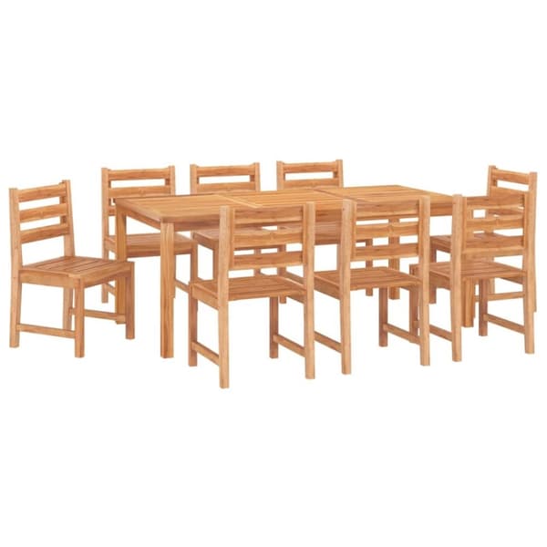 vidaXL Utendørs spisestue 9 deler heltre teak