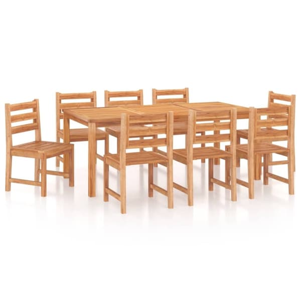 vidaXL Utendørs spisestue 9 deler heltre teak