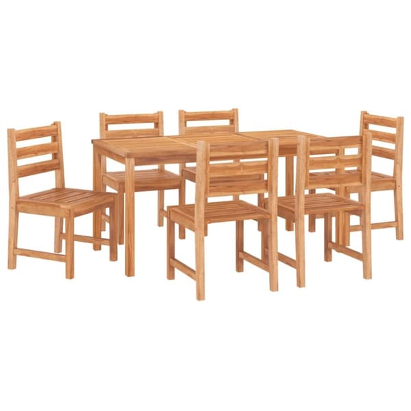 vidaXL Utendørs spisestue 7 deler heltre teak