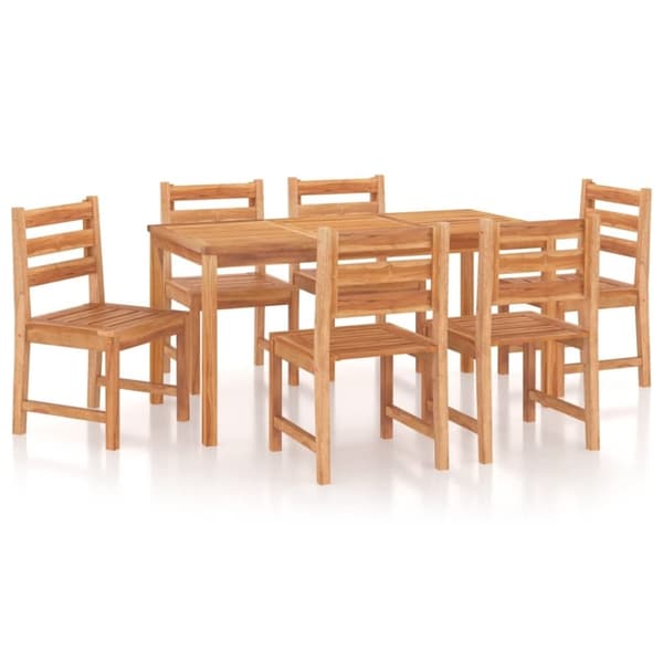 vidaXL Utendørs spisestue 7 deler heltre teak