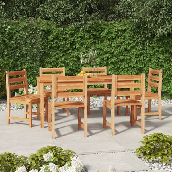 vidaXL Utendørs spisestue 7 deler heltre teak