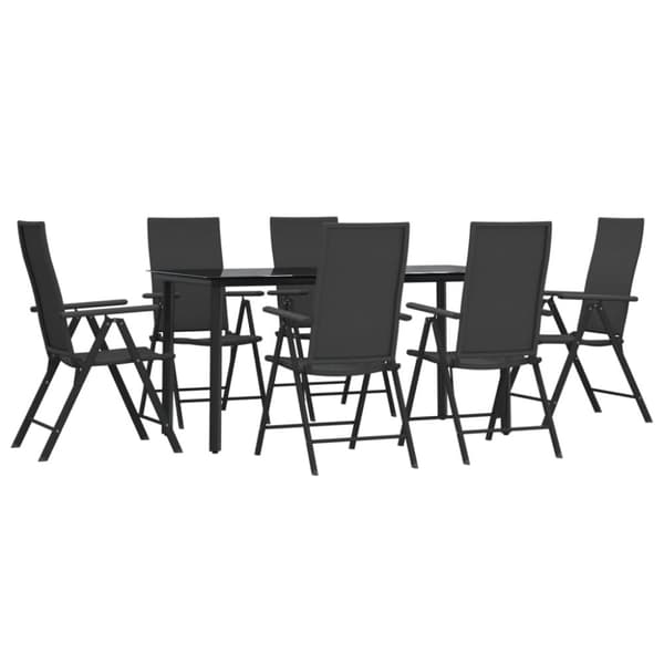vidaXL Hagespisegruppe 7 deler svart polyrotting