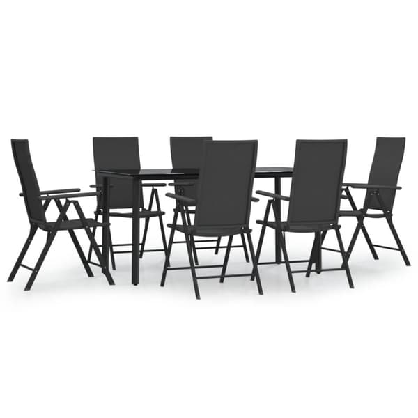 vidaXL Hagespisegruppe 7 deler svart polyrotting