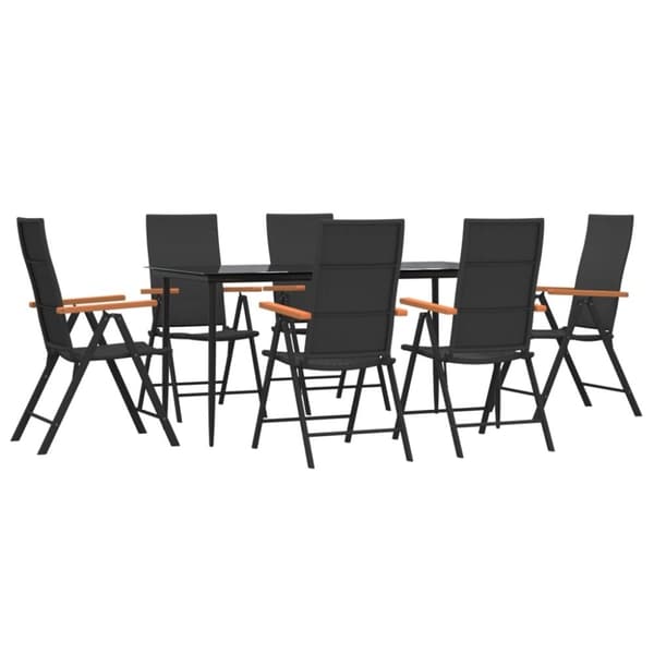 vidaXL Hagespisegruppe 7 deler svart og brun polyrotting