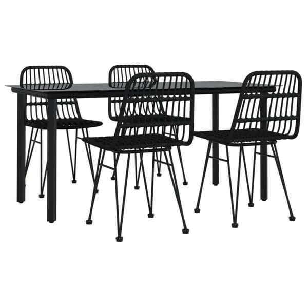 vidaXL Hagespisegruppe 5 deler svart polyrotting