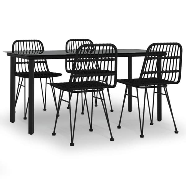 vidaXL Hagespisegruppe 5 deler svart polyrotting