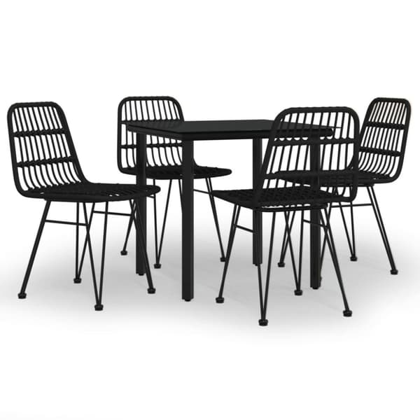 vidaXL Hagespisegruppe 5 deler svart polyrotting