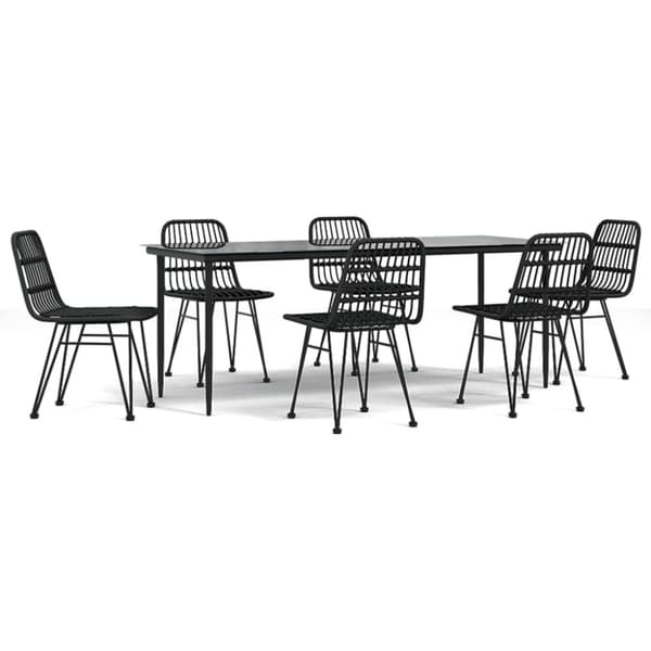 vidaXL Hagespisegruppe 7 deler svart polyrotting
