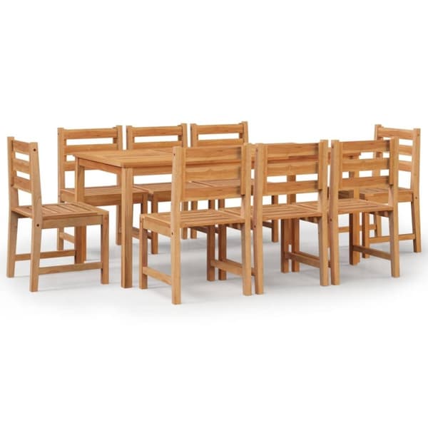 vidaXL Utendørs spisestue 9 deler heltre teak